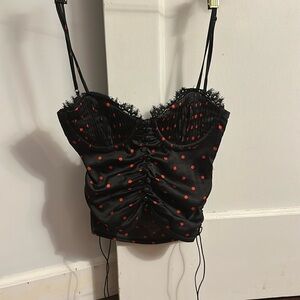 For Love and Lemons black and red polka dot bra top size extra small